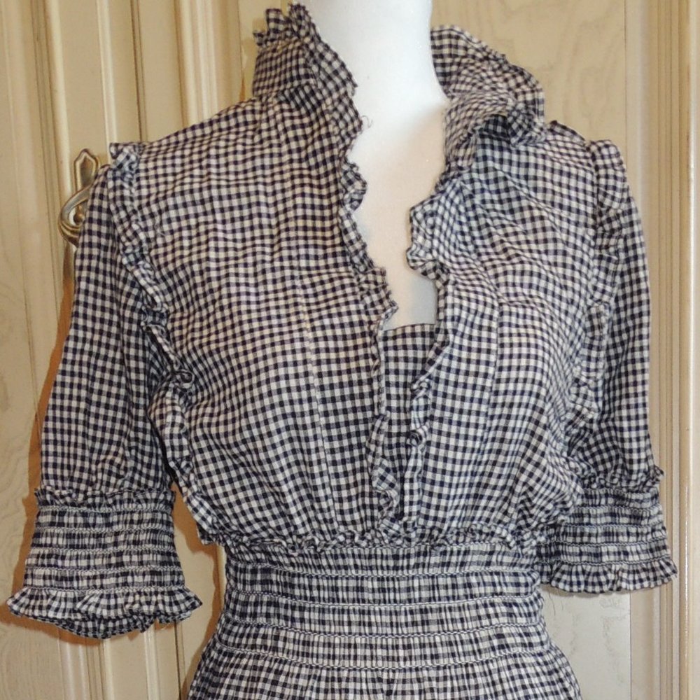 Max Studio Maxi Dress Indigo/Cream Gingham Size S